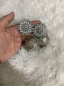 Silver Jhumka Earrings