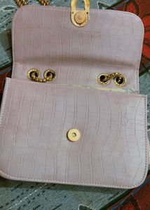 Lavender Sling Bag With Golden Chain