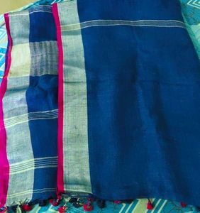 Elegant Blue Linen Saree