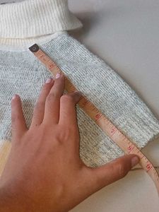 Cute Cream And Grey Soft Knitted Top
