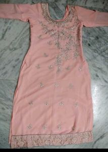 Peach Embroidered Kurta