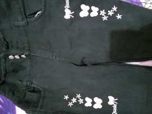 Cute Black Jeans with Embroidery
