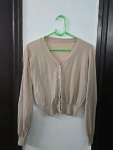 Beige Knit Cardigan Sweater bust 36