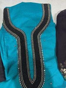 Teal Embellished Kurta