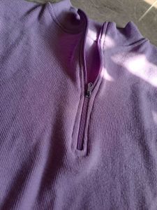 Lavender Zip-Up Short Sleeve Top