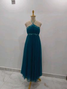 Elegant Teal Halter Maxi Dress