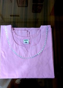 Pink Kurti with Silver Details and pant
