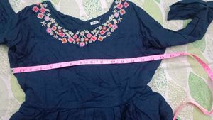Navy Embroidered Dress