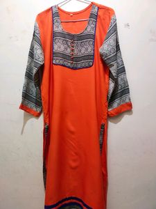 Orange (Kesariya) Colour Cotton Kurti