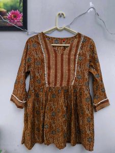 Floral Print Brown Top