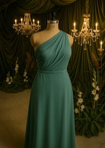 Elegant Green One-Shoulder Dress