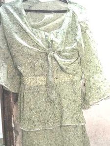 Green Floral Dress with Jacket