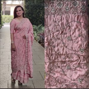Elegant Pink Embroidered Saree With Blouse