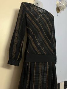Pintrest Korean Striped Black Dress