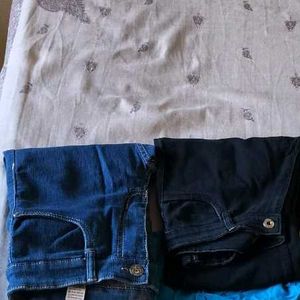 OFFER COMBO, Women Black &amp; Blue Straight fit Jeans