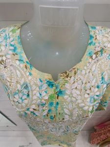 Lakhnavi Hand Embroidery Short Kurti