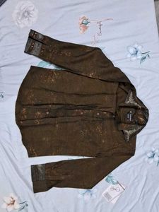 Brown Patterned Button-Down Shirt