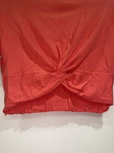 Peach Crop Top With Stretchable Material