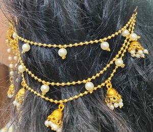 Gold &amp; Pearl Indian Hair Jewelry