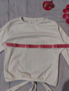 White Long Sleeve Tie Back Top(Bust-30/32)