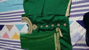 Long Green Heavy Work Kurta With Dupatta And Sleeves