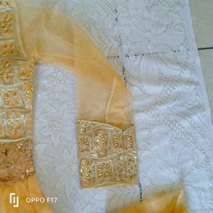 Golden Net Anarkali Dress
