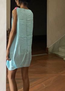 Blue Bubble Hem Dress
