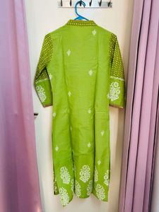 Green Embroidered Kurta