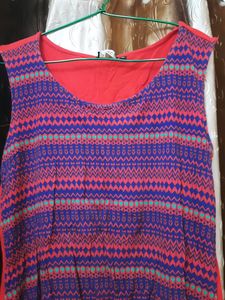 Coral &amp; Patterned Sleeveless Top