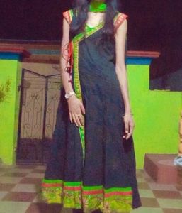 Embroidered Black Angrakha Kurti