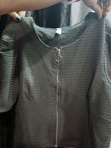 Gray Zip-Up Top