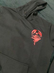 Black Anime Print Hoodie