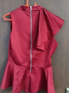 Burgundy Ruffle Peplum Top