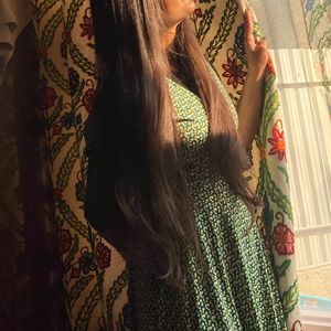 Dots Print Green Midi Dress
