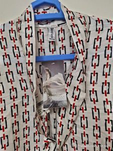 Patterned Tie-Neck Top - 38 Size