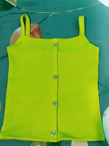 Neon Green Button-Front Tank