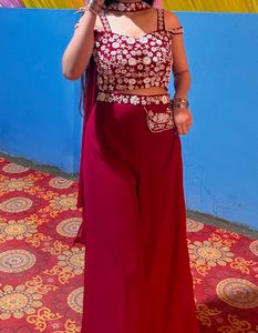 Pearl Work Red Sharara