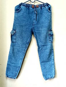 Blue Denim Cargo Pants