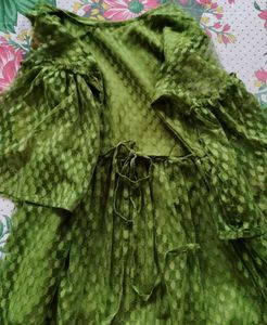 Green Bell Sleeve Top