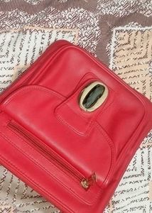 Red Crossbody Bag with Jewel Detail