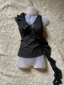 Y2K Black Ruffle Top