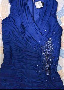 Rhinestone Embellished Royal Blue Bodycon Dress