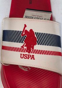 USPA Mens Rafa Printed Slides - Red &amp; White