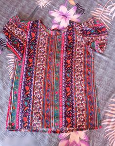 Boho Print Puff Sleeve Top