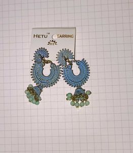 Boho Blue Jhumka Earrings