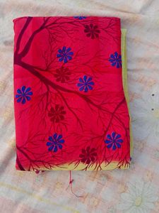 Ranipink and Cream Colour Saree With Blouse