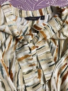 Elegant Striped Lemon  Tie-Neck Dress