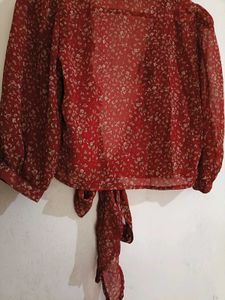 Red Floral Top/Shrug