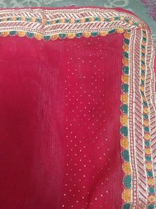 Red Embellished Dupatta