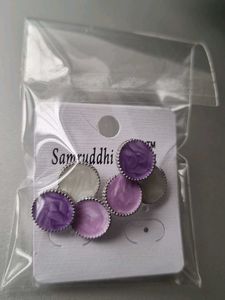 While and Purple Round earrings